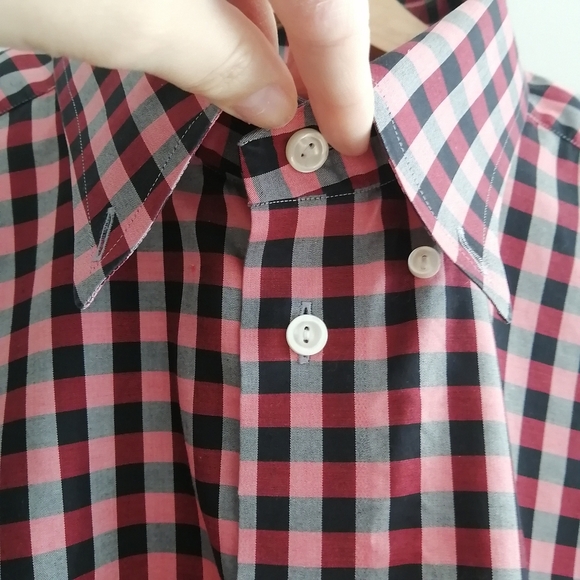 Eton Contemporary Fit Black And Raspberry Red Plaid Button Down Shirt 18 - Picture 8 of 15